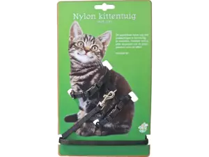 Nylon kittentuig met lijn zwart